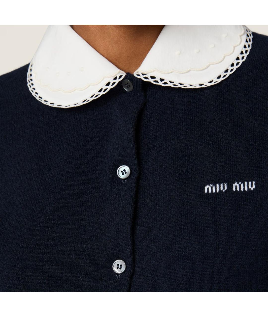 MIU MIU Темно-синий кашемировый кардиган, фото 4
