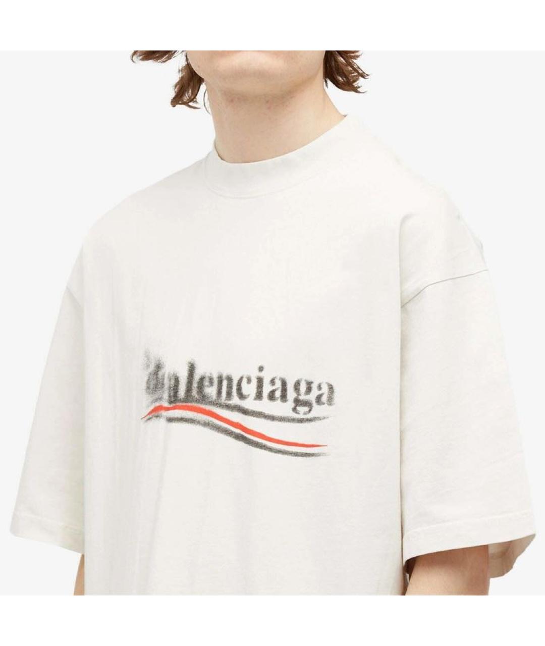 BALENCIAGA Бежевая хлопковая футболка, фото 4