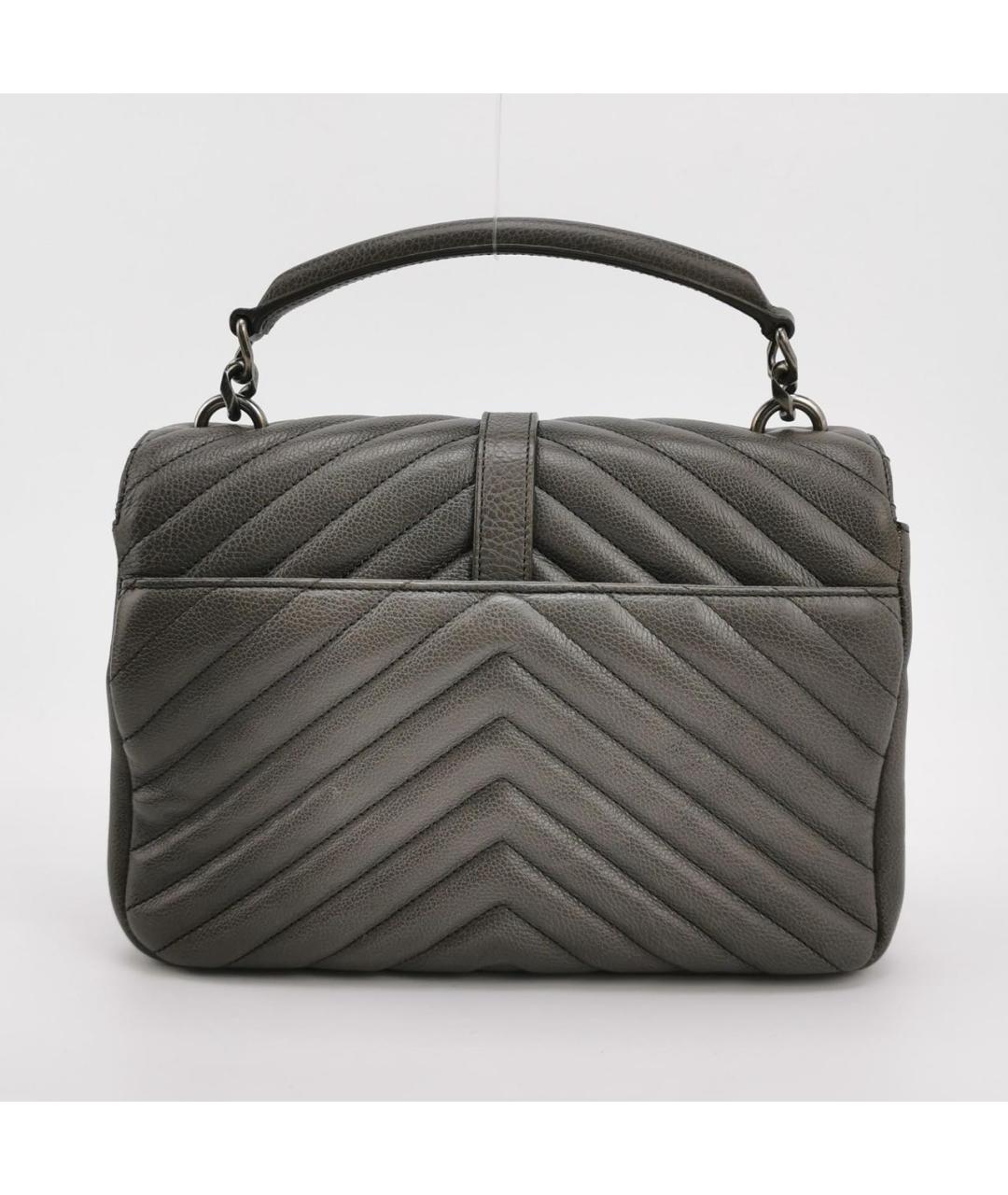 SAINT LAURENT Серая кожаная сумка через плечо, фото 4