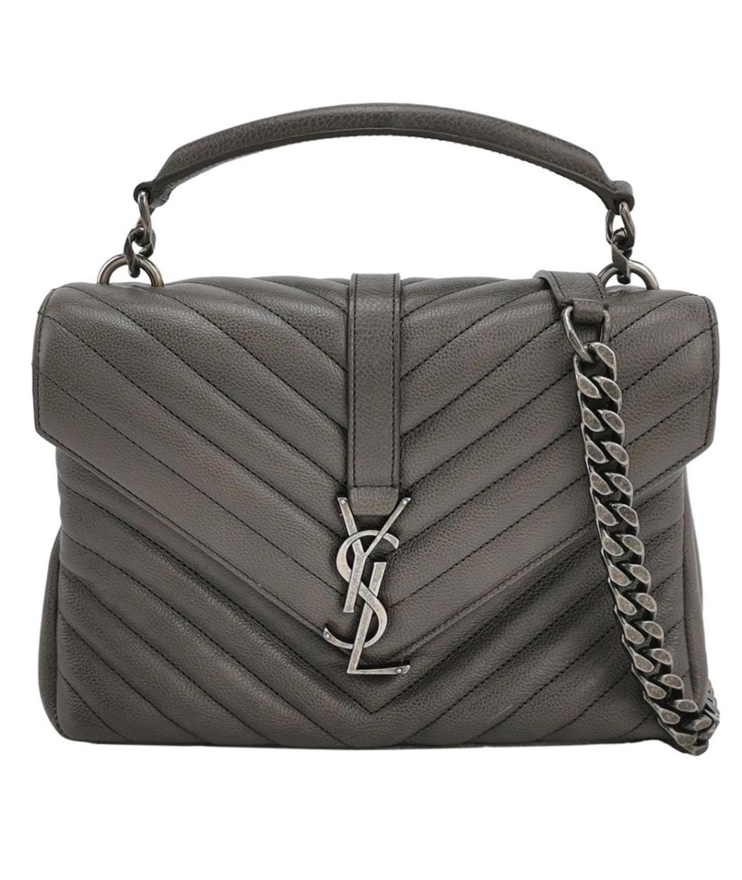 SAINT LAURENT Серая кожаная сумка через плечо, фото 1