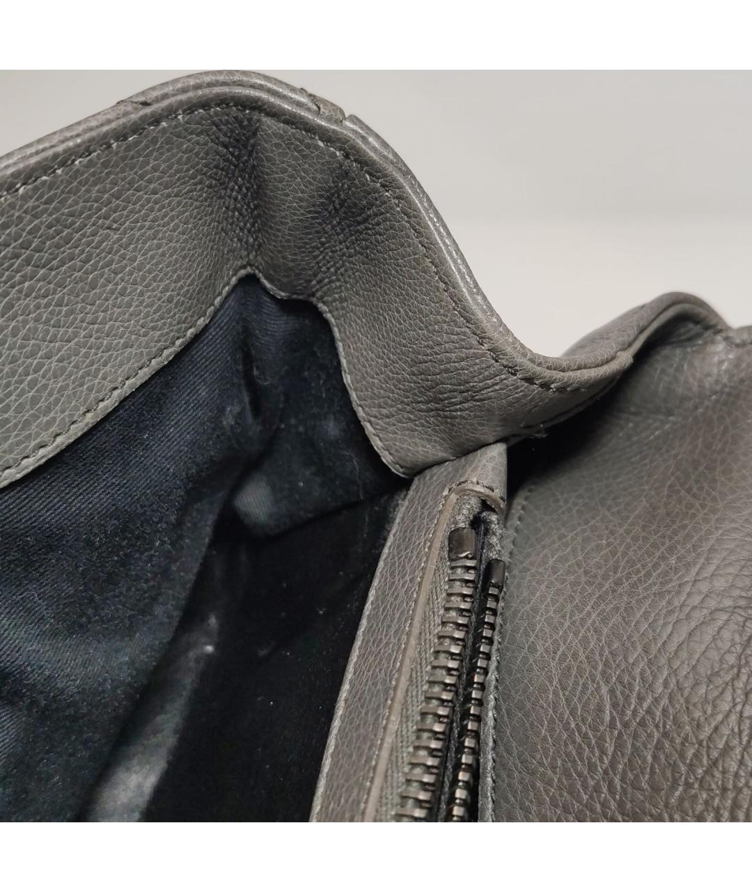 SAINT LAURENT Серая кожаная сумка через плечо, фото 7