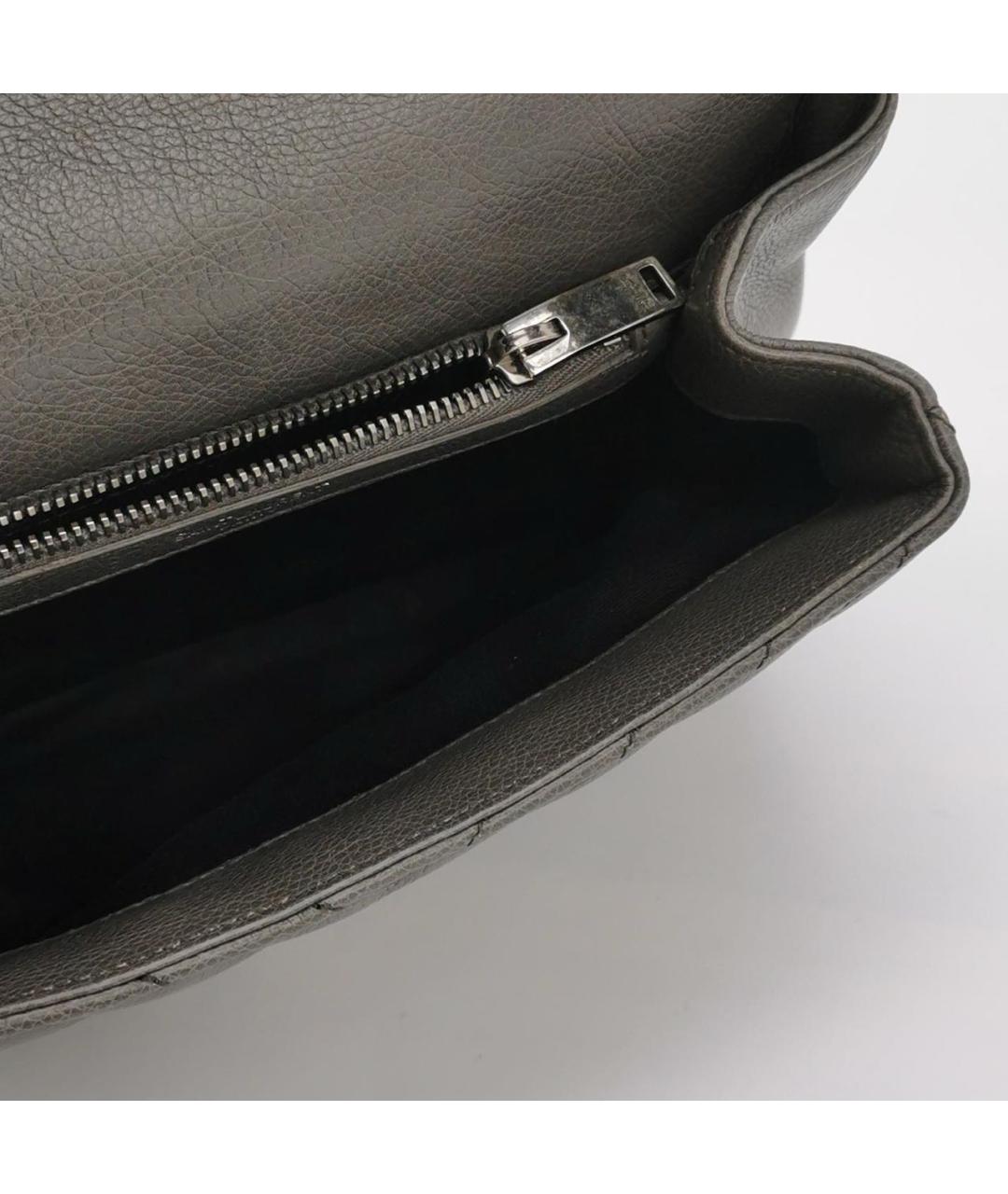 SAINT LAURENT Серая кожаная сумка через плечо, фото 6
