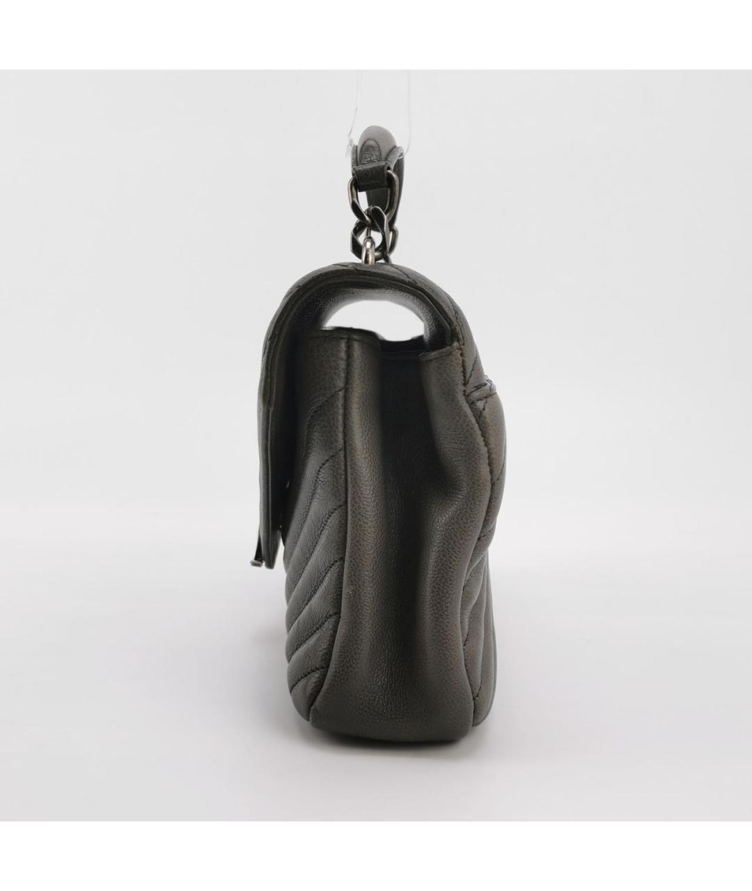SAINT LAURENT Серая кожаная сумка через плечо, фото 2