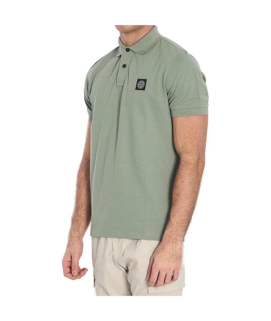 STONE ISLAND Зеленые поло с коротким рукавом, фото 3