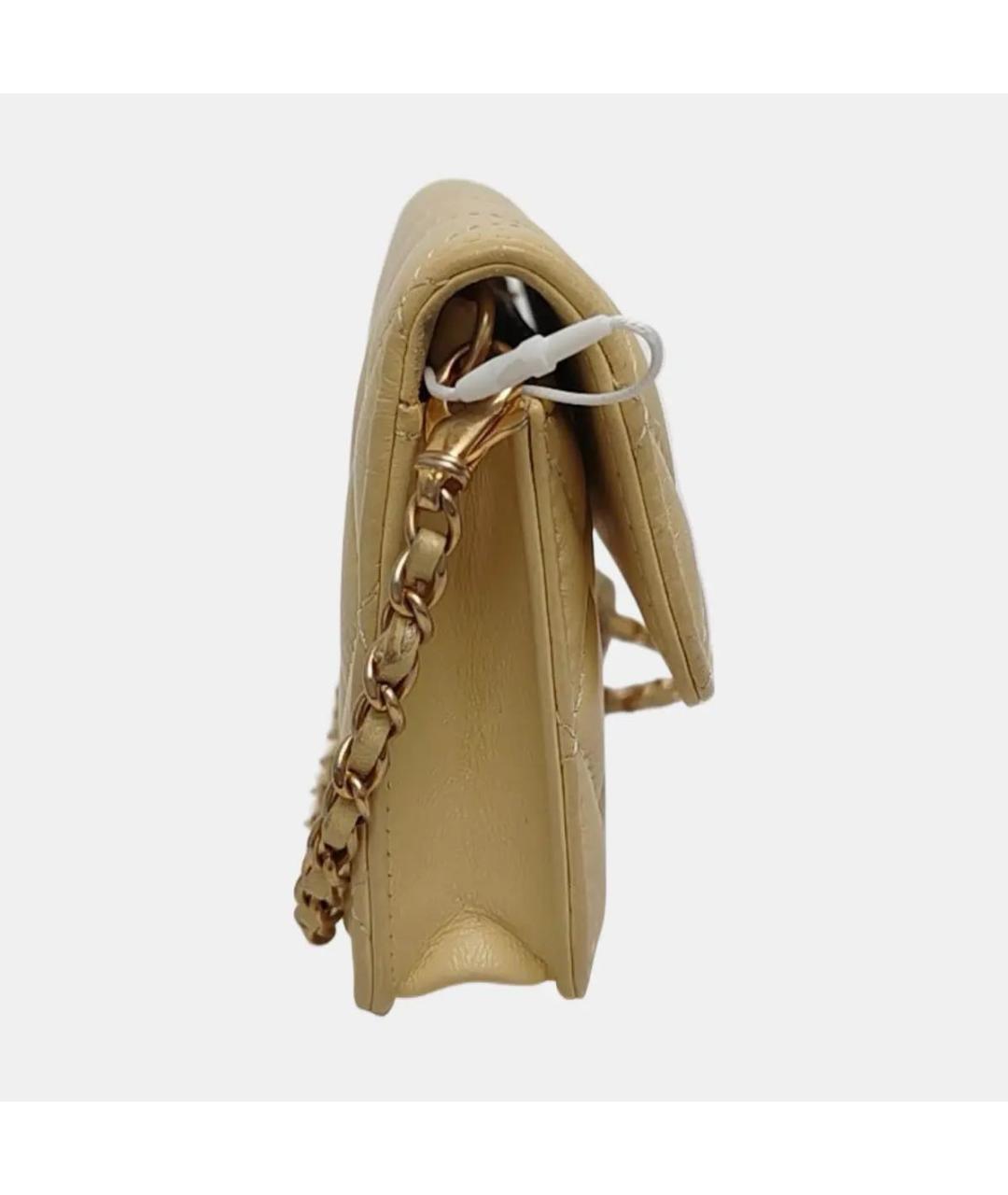 CHANEL Бежевая кожаная сумка через плечо, фото 3