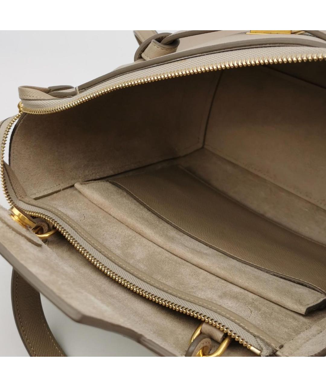 CELINE Бежевая кожаная сумка через плечо, фото 6