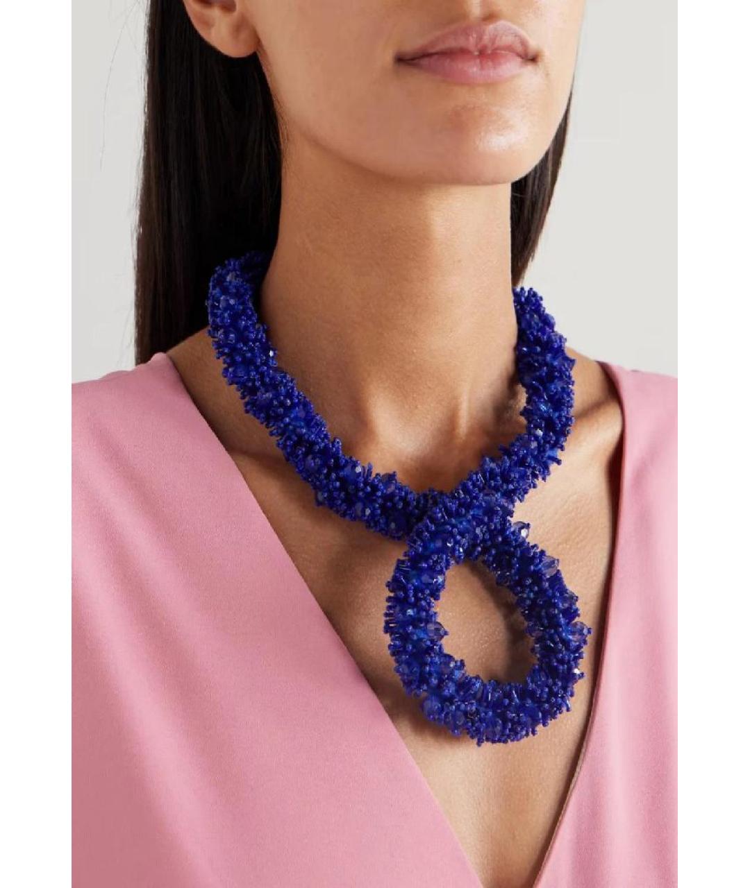 DRIES VAN NOTEN Синее колье из бисера, фото 4