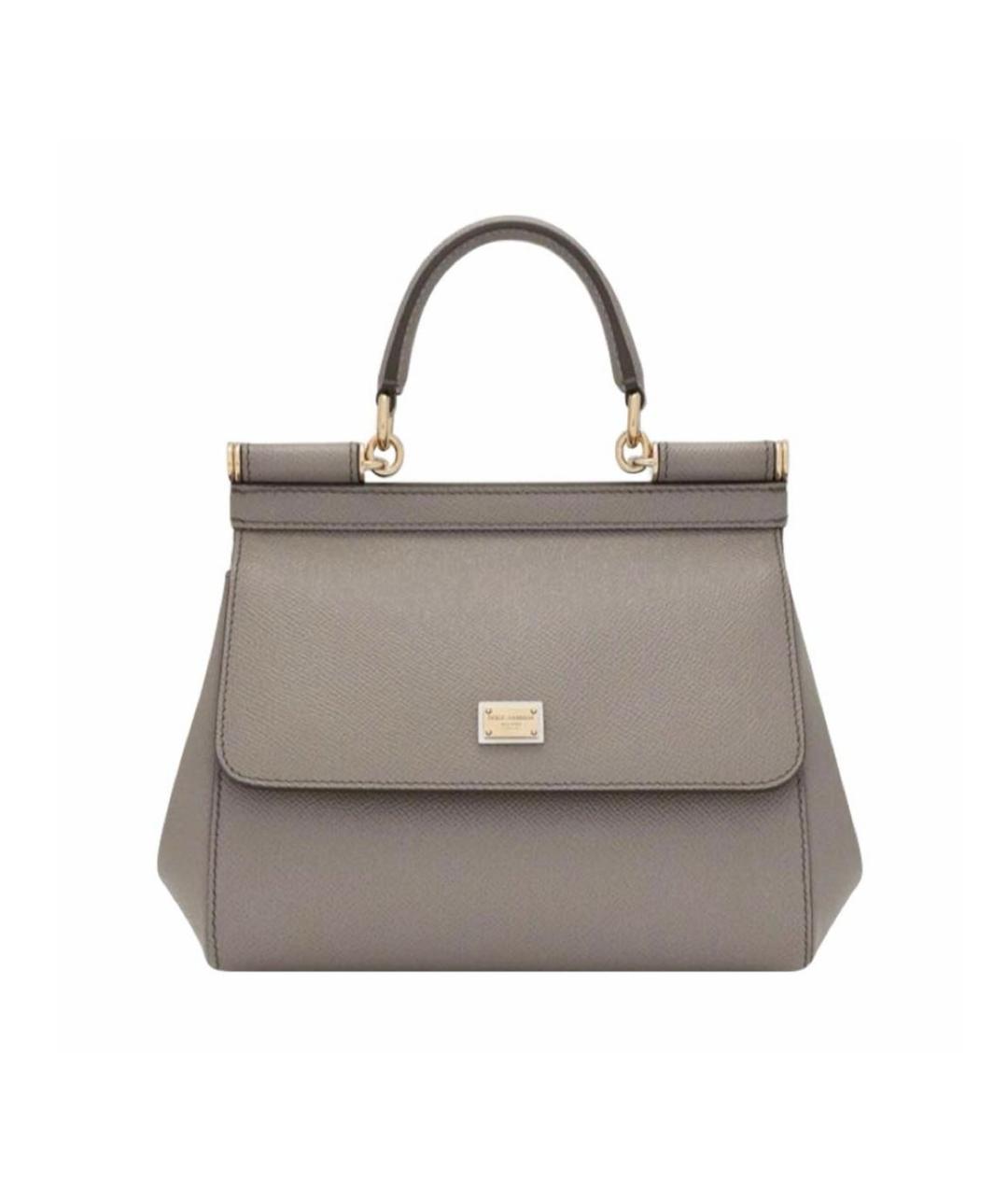 DOLCE&GABBANA Серая кожаная сумка с короткими ручками, фото 1