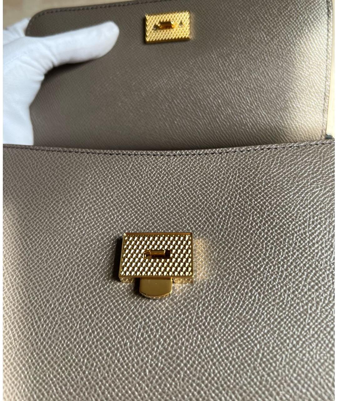 DOLCE&GABBANA Серая кожаная сумка с короткими ручками, фото 4