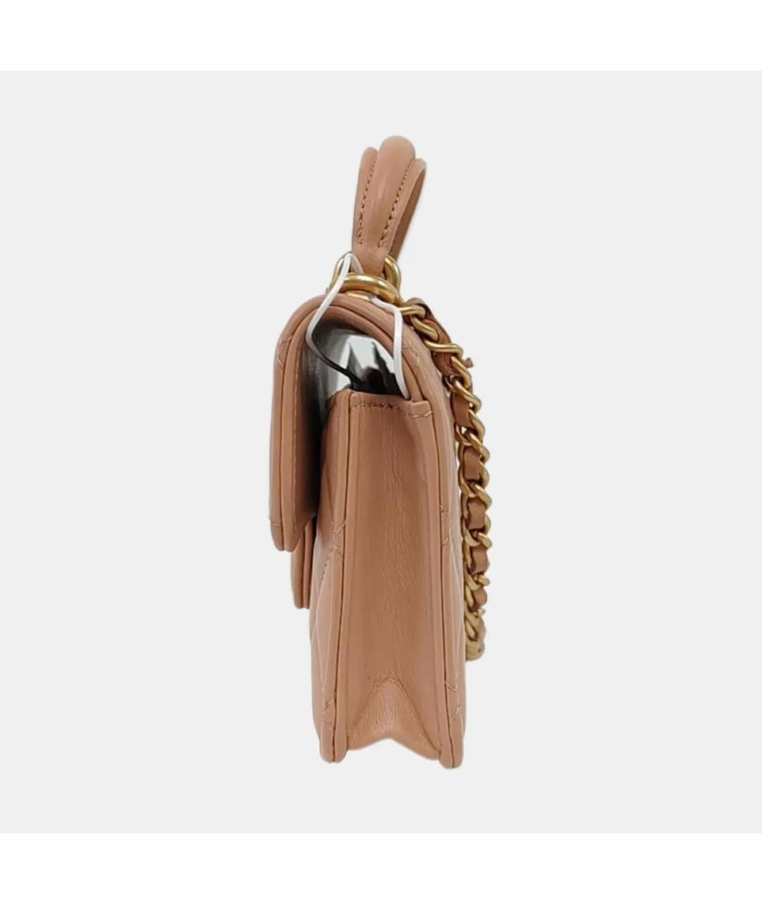 CHANEL Коралловая кожаная сумка через плечо, фото 2