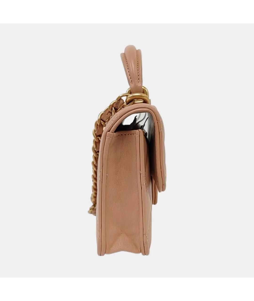 CHANEL Коралловая кожаная сумка через плечо, фото 3