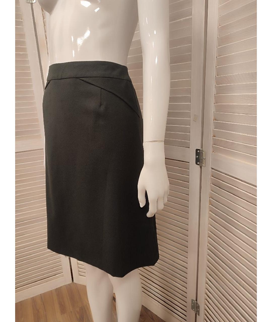 HUGO BOSS Антрацитовая шерстяная юбка миди, фото 5