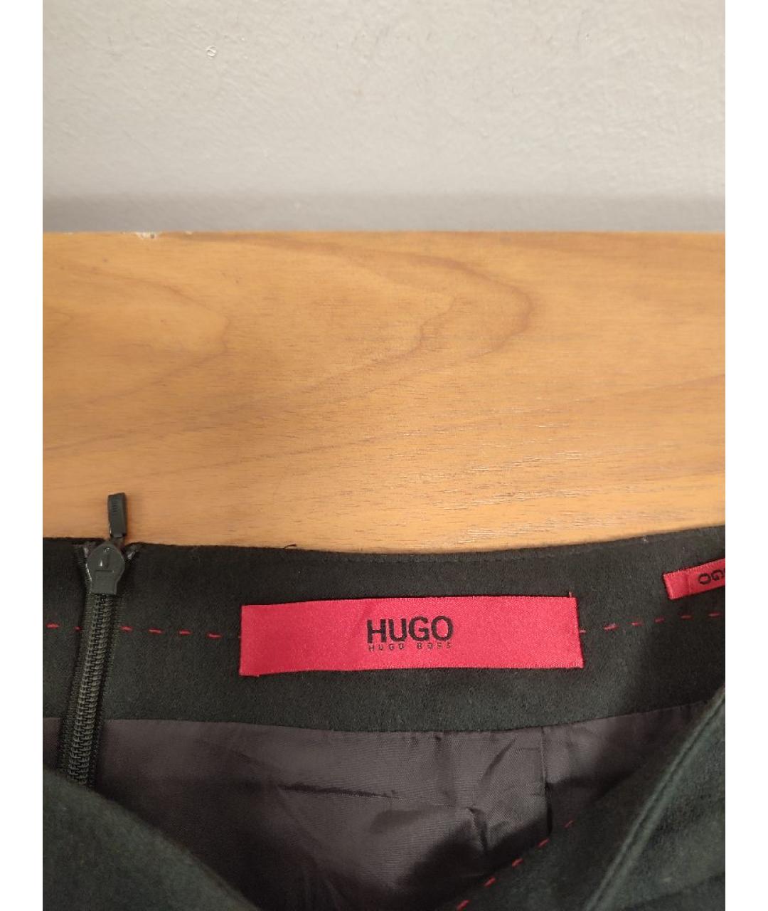 HUGO BOSS Антрацитовая шерстяная юбка миди, фото 3