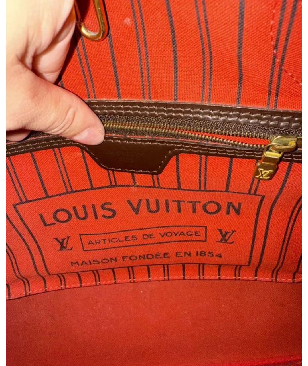 LOUIS VUITTON Коричневая кожаная сумка тоут, фото 3