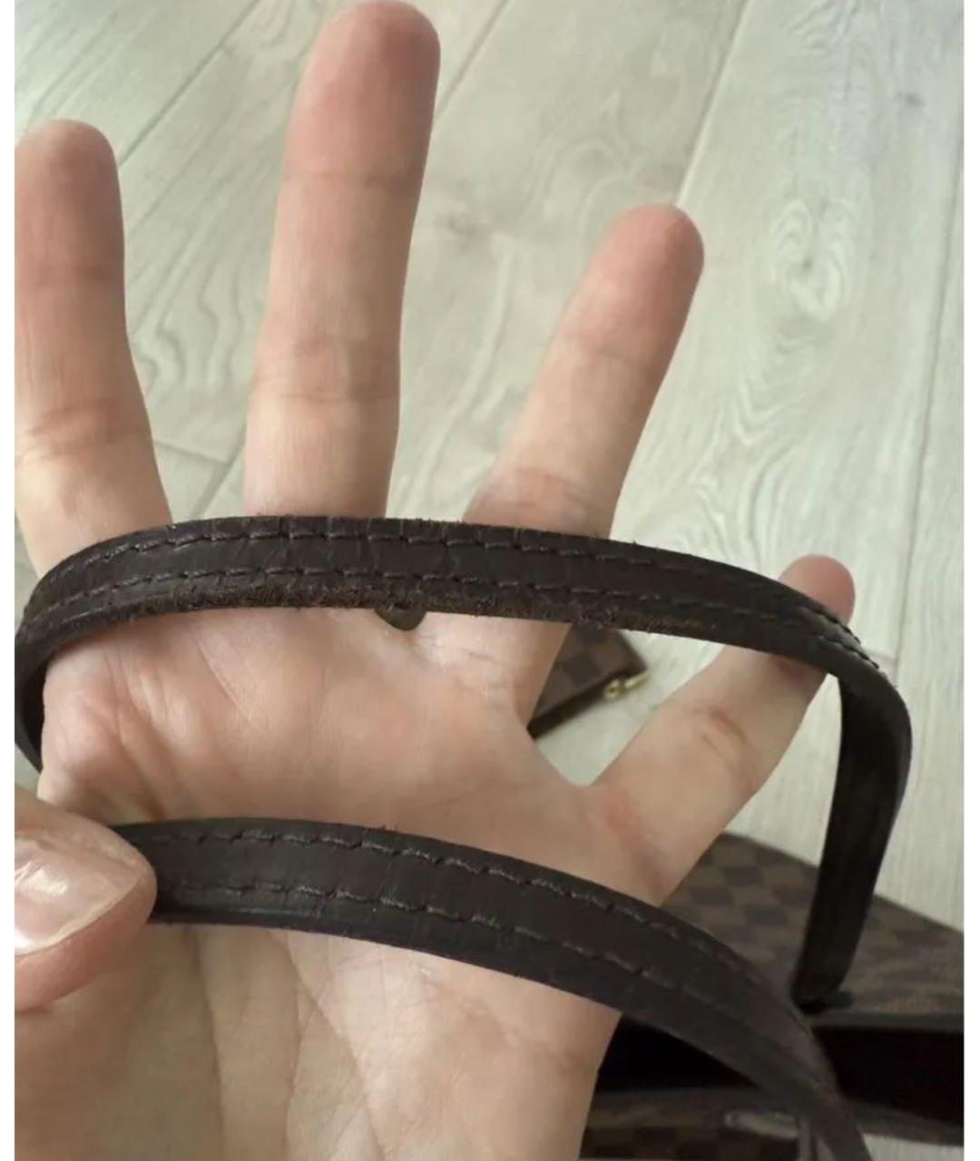 LOUIS VUITTON Коричневая кожаная сумка тоут, фото 5