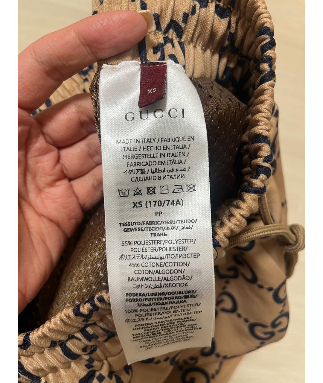 GUCCI Горчичные полиэстеровые спортивные брюки и шорты, фото 3