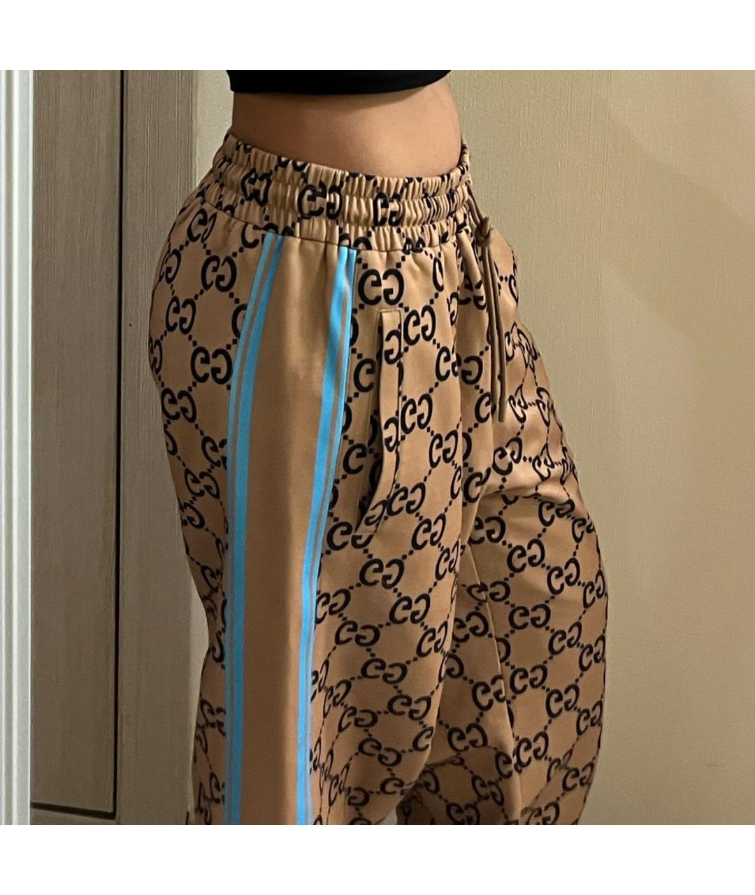 GUCCI Горчичные полиэстеровые спортивные брюки и шорты, фото 4