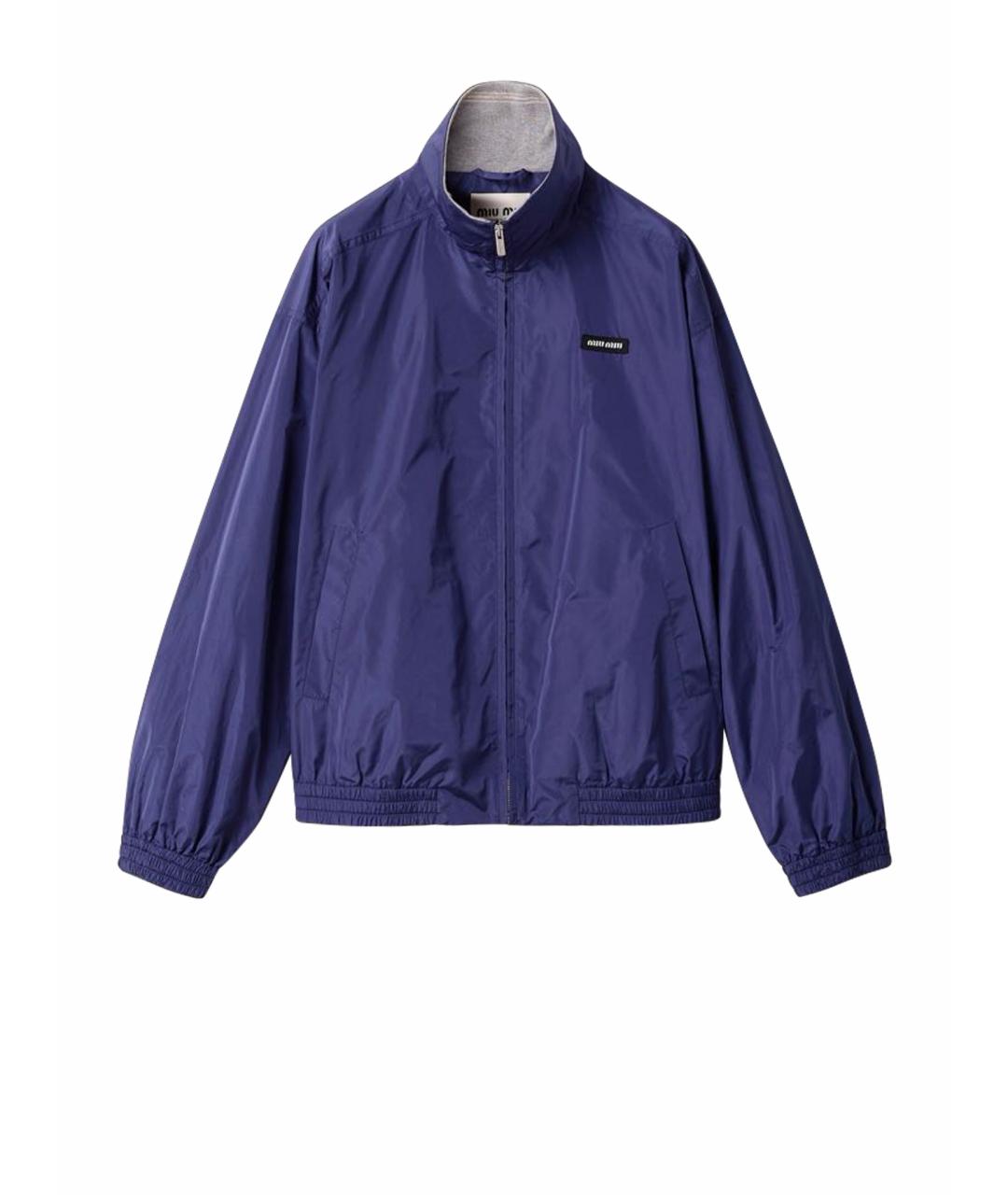 MIU MIU Темно-синяя полиэстеровая куртка, фото 1