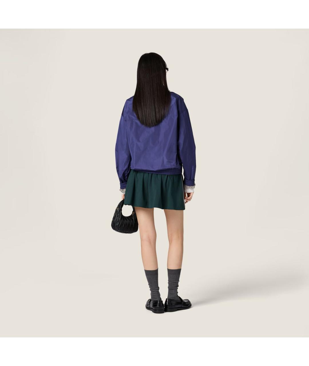 MIU MIU Темно-синяя полиэстеровая куртка, фото 3