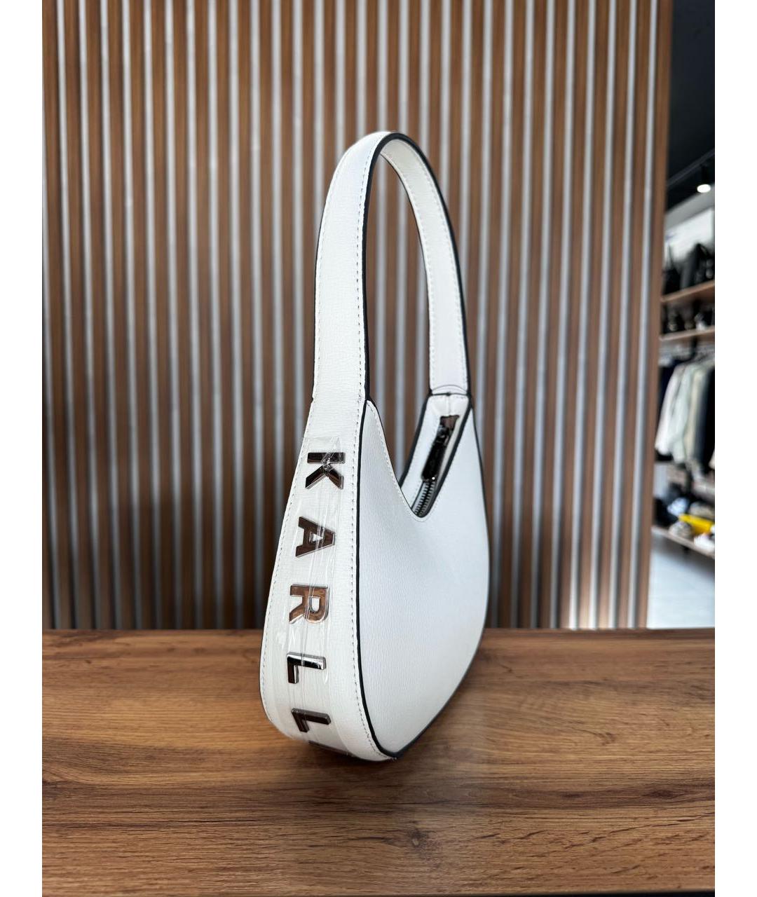 KARL LAGERFELD Белая кожаная сумка с короткими ручками, фото 2