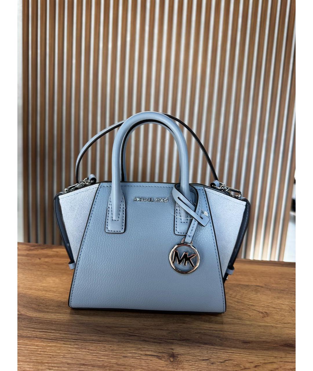 MICHAEL KORS Голубая кожаная сумка с короткими ручками, фото 5