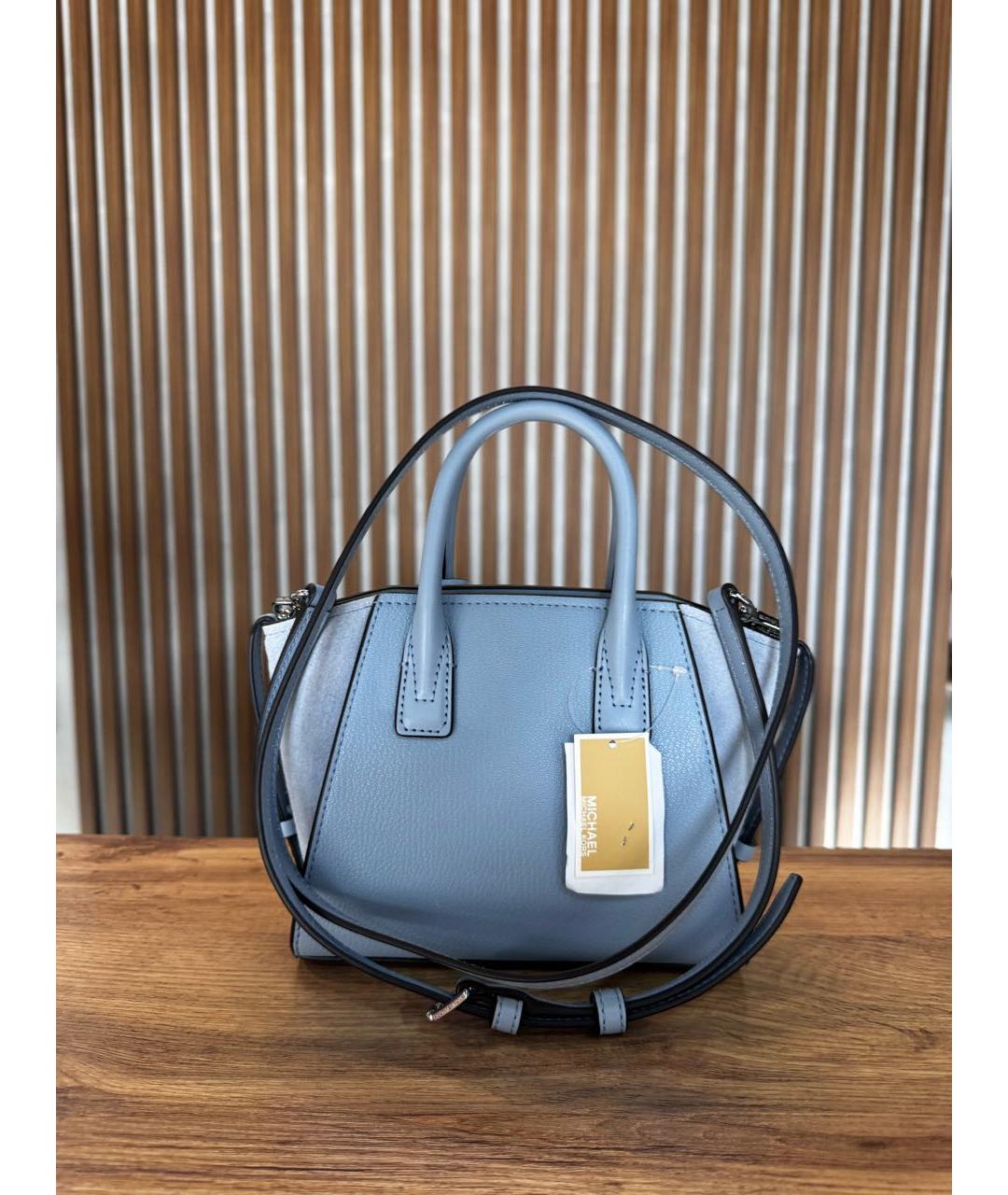 MICHAEL KORS Голубая кожаная сумка с короткими ручками, фото 3