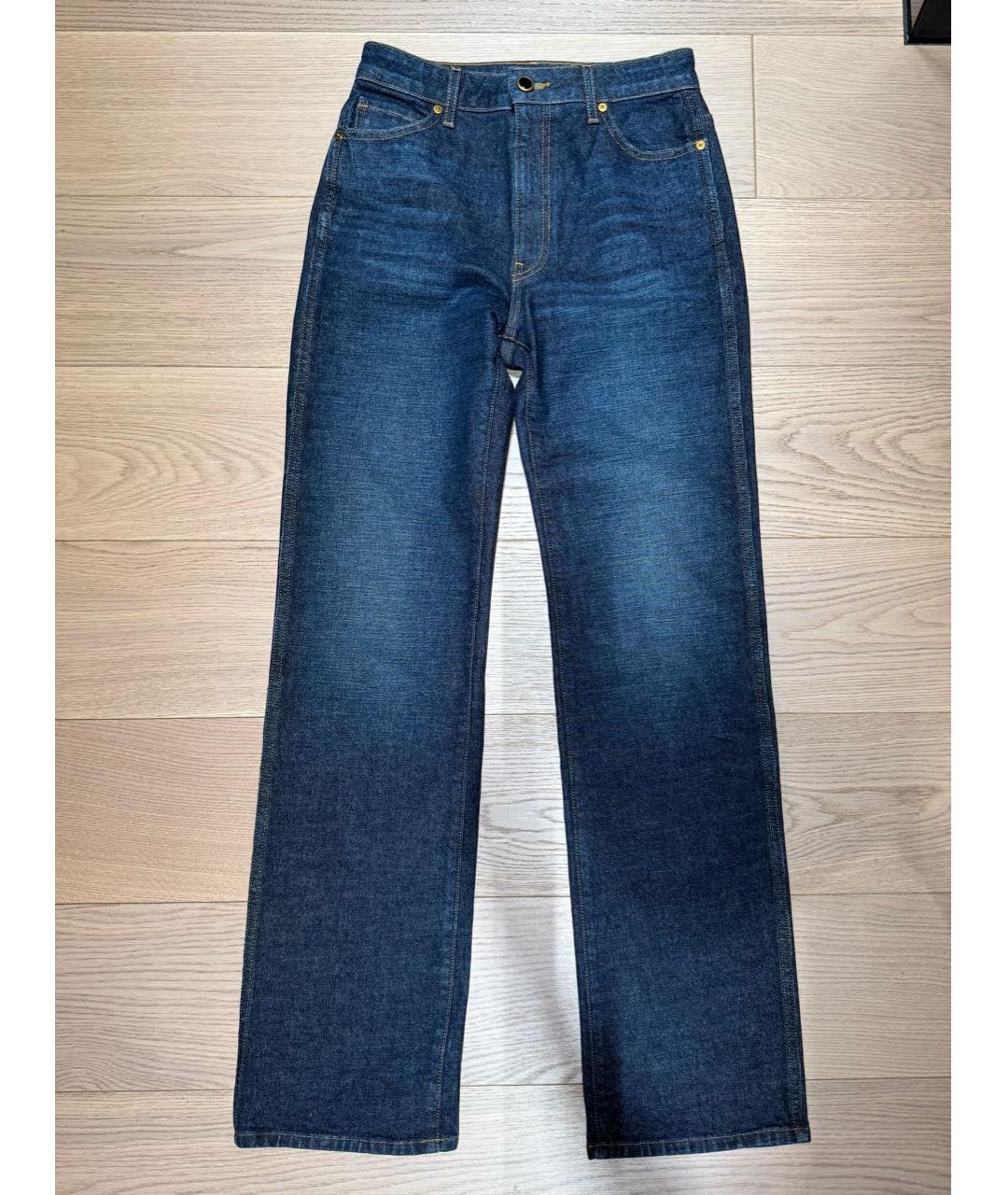 KHAITE Темно-синие хлопко-полиэстеровые прямые джинсы, фото 9