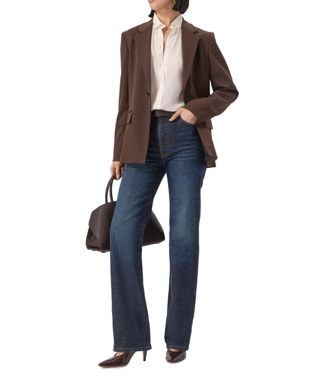 KHAITE Темно-синие хлопко-полиэстеровые прямые джинсы, фото 7