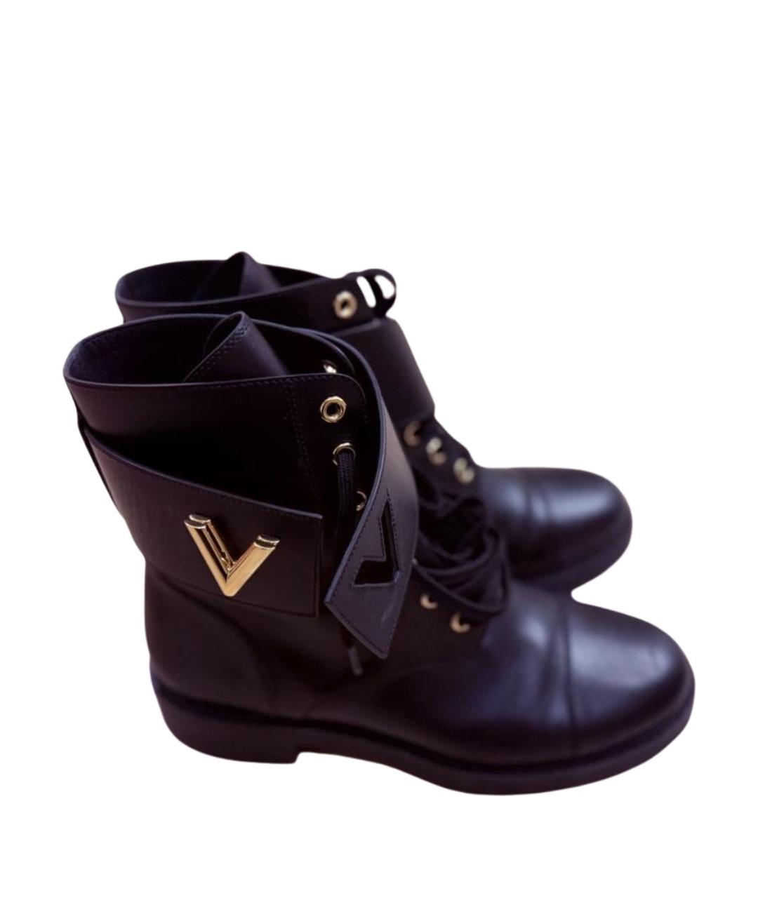 LOUIS VUITTON Черные кожаные ботинки, фото 1