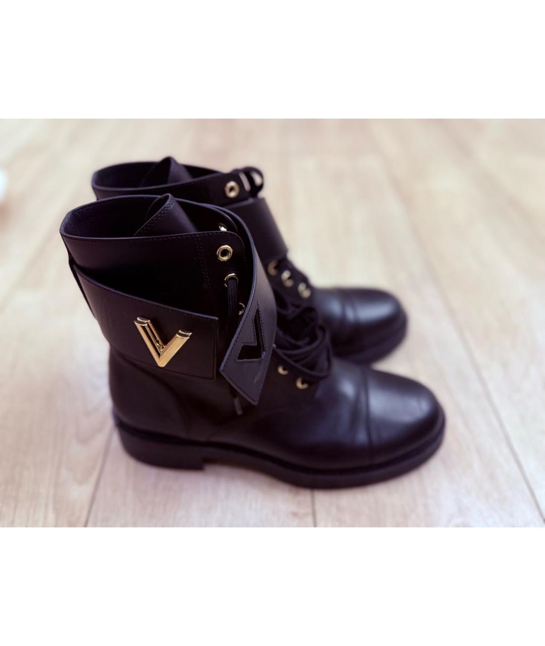 LOUIS VUITTON Черные кожаные ботинки, фото 5