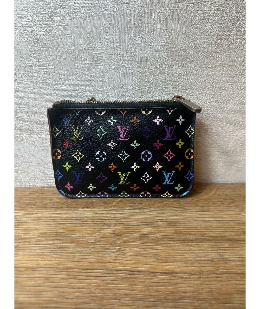 LOUIS VUITTON Черный кожаный кардхолдер, фото 2