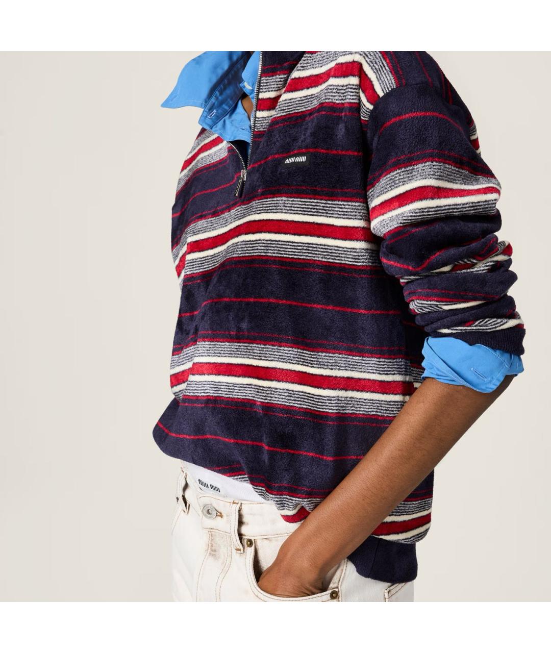 MIU MIU Темно-синий полиамидовый джемпер / свитер, фото 4