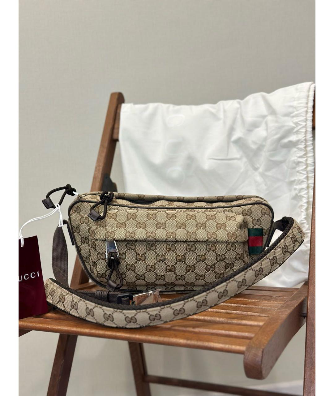 GUCCI Бежевая барсетка, фото 5