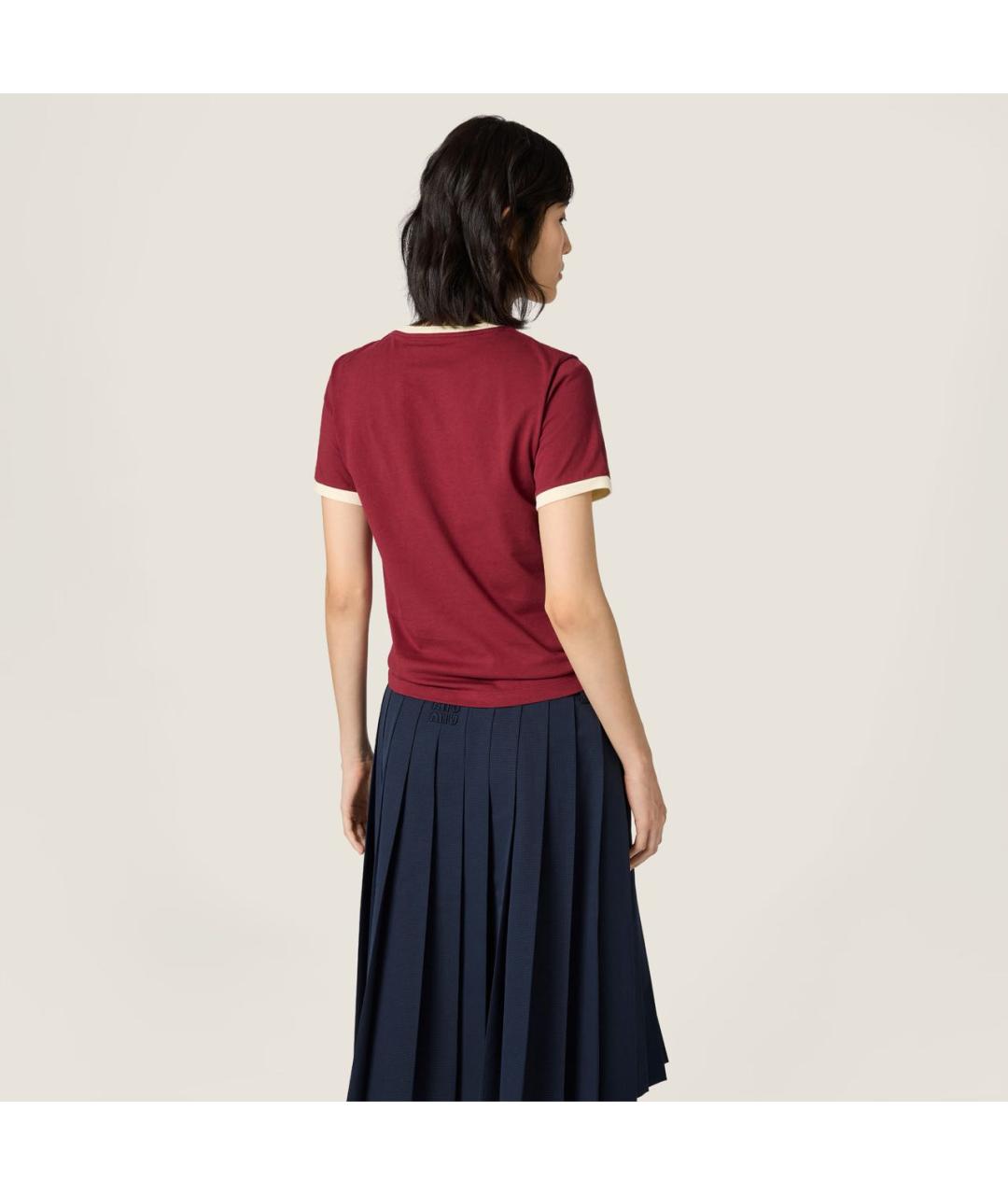MIU MIU Бордовая хлопковая футболка, фото 3