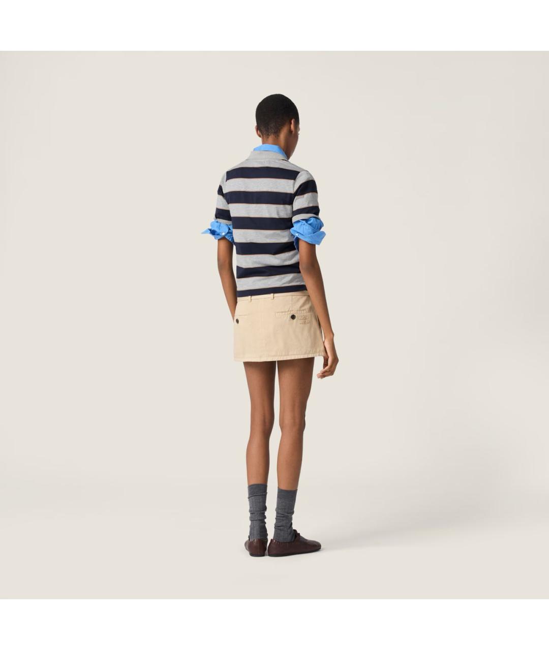 MIU MIU Серая хлопковая футболка, фото 3