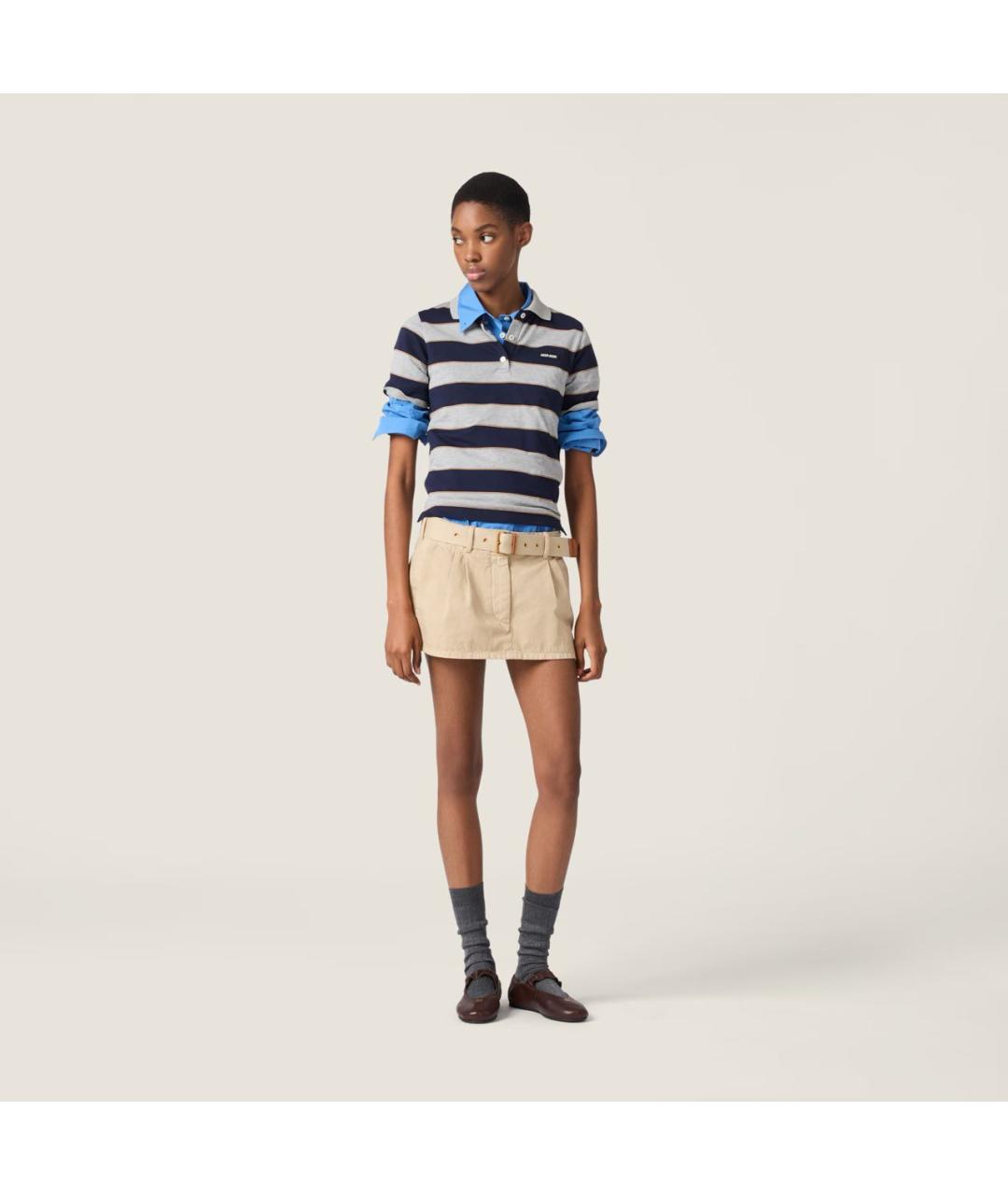 MIU MIU Серая хлопковая футболка, фото 2