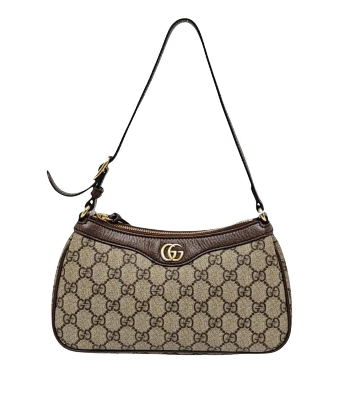 GUCCI Коричневая кожаная сумка с короткими ручками, фото 1