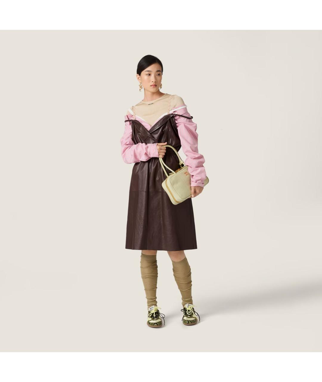 MIU MIU Розовое хлопковое повседневное платье, фото 2