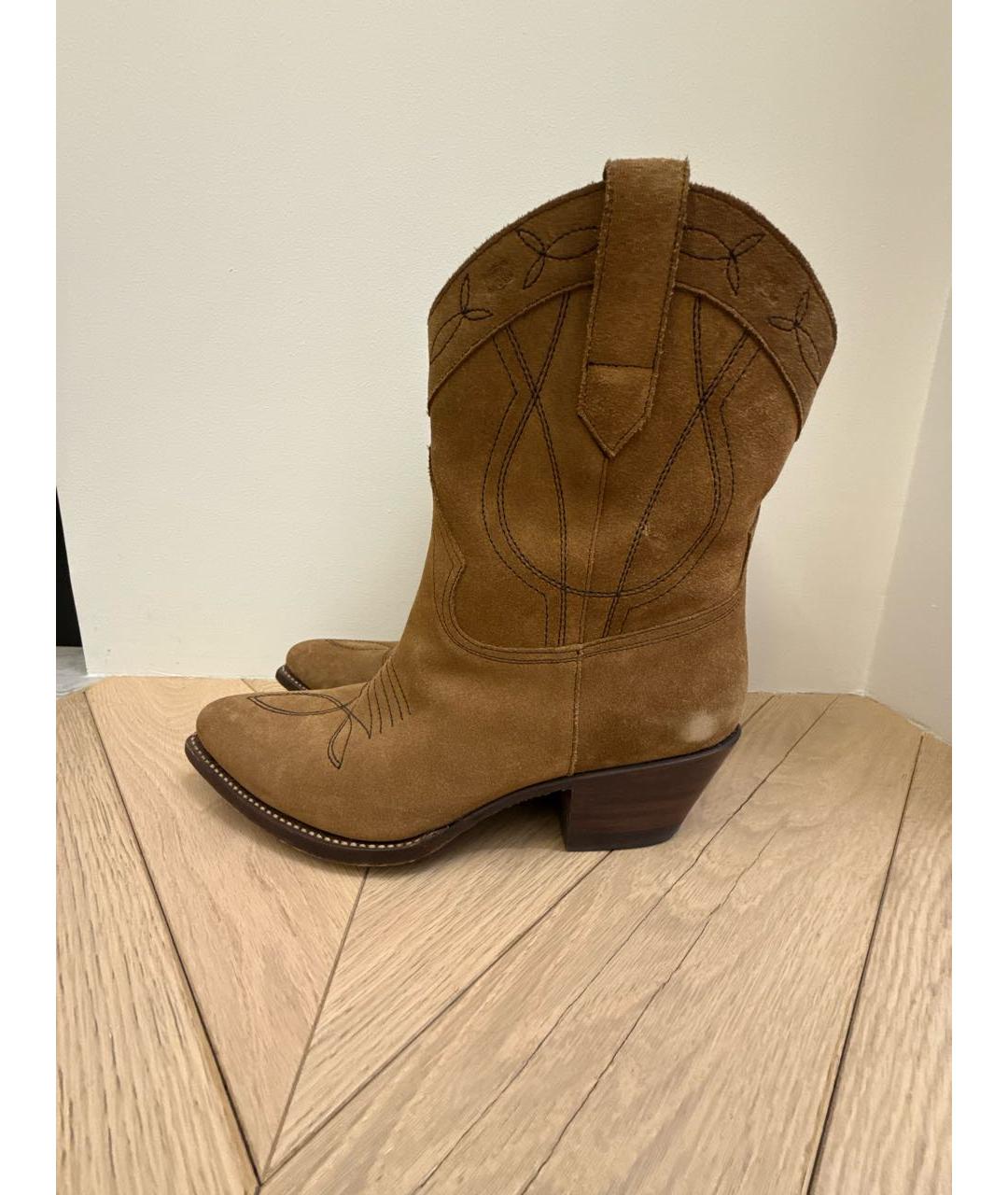 CELINE Горчичные замшевые ботинки, фото 7