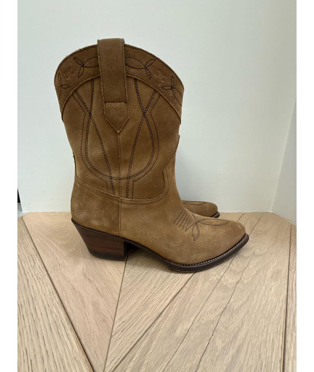 CELINE Горчичные замшевые ботинки, фото 4