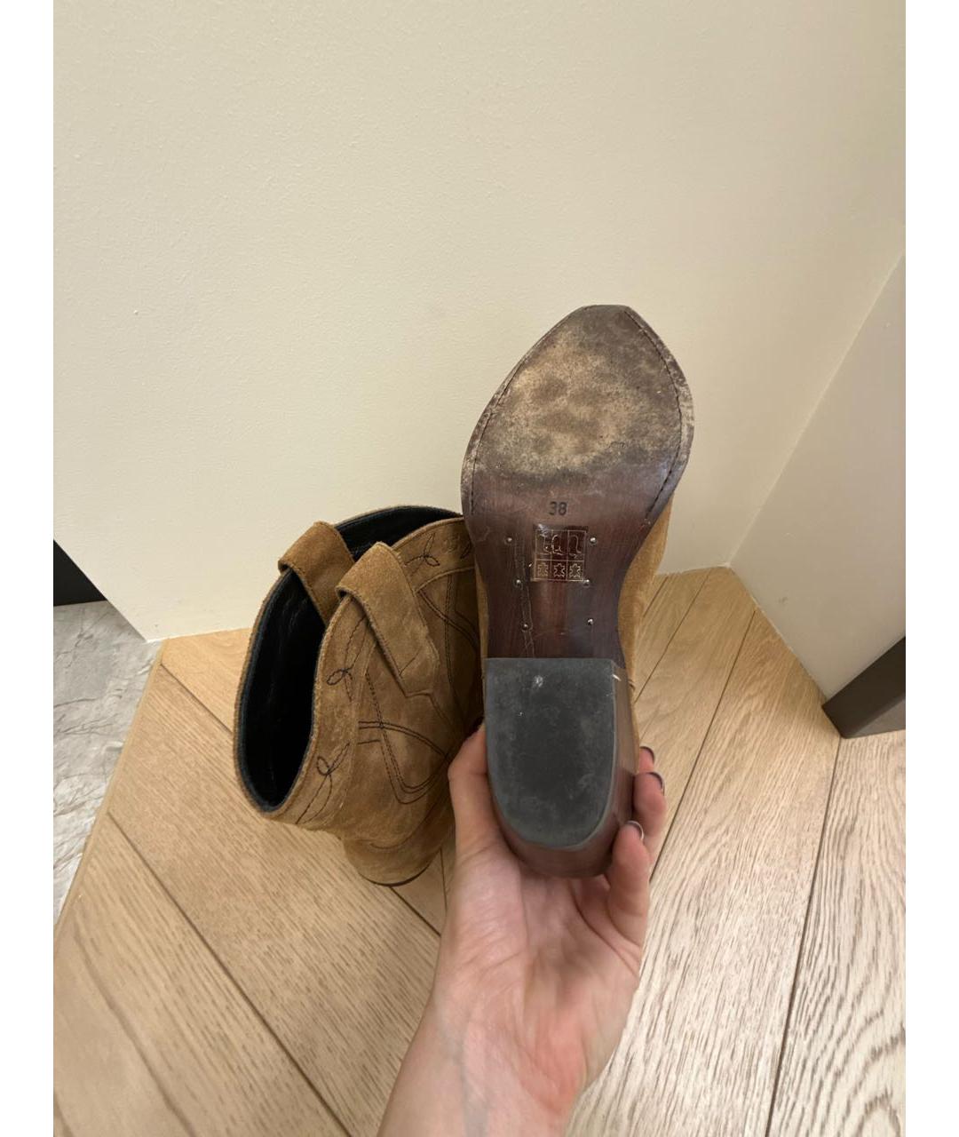 CELINE Горчичные замшевые ботинки, фото 6