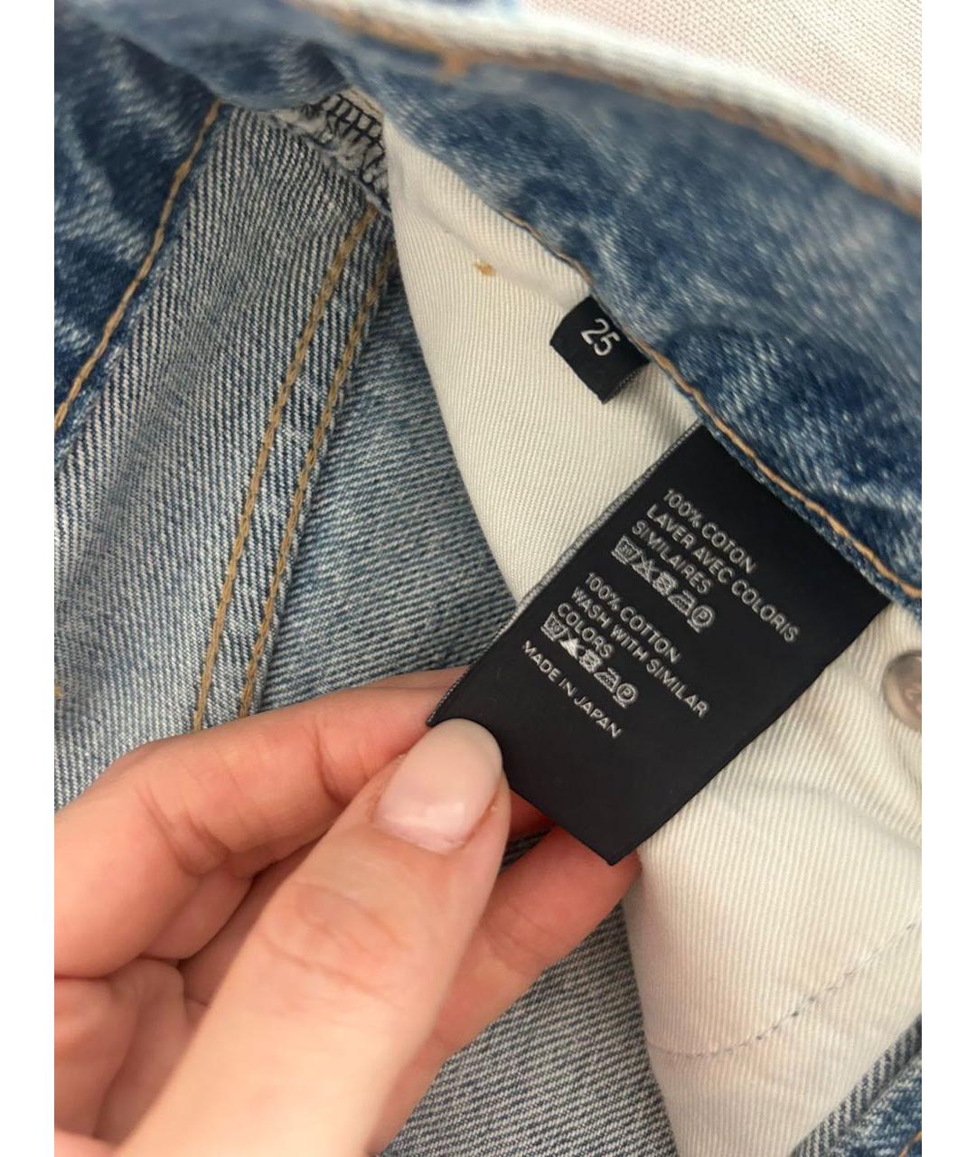 CELINE Голубые хлопковые прямые джинсы, фото 5