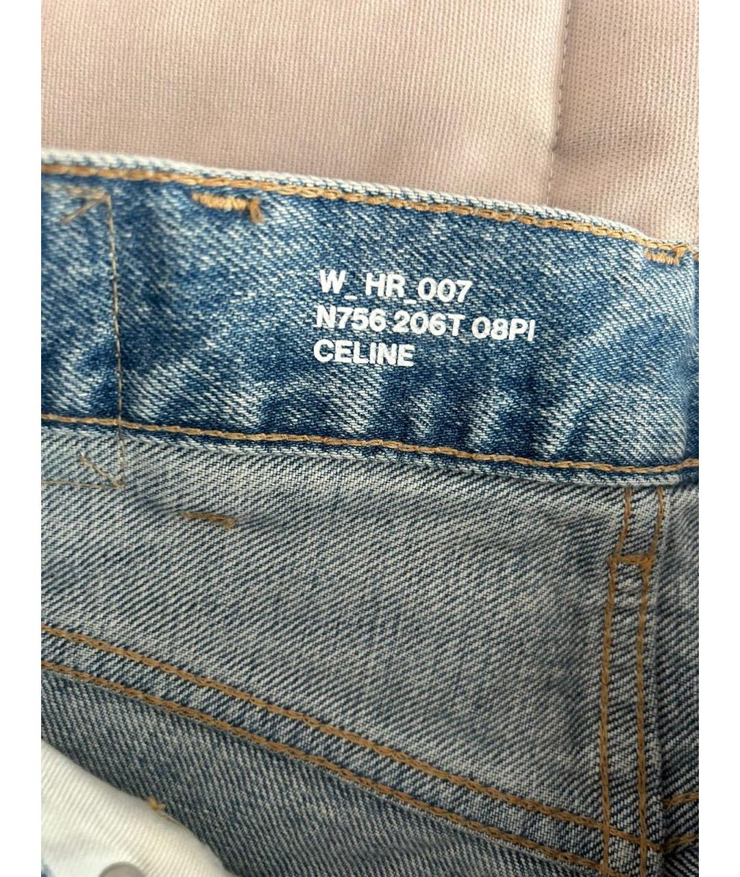 CELINE Голубые хлопковые прямые джинсы, фото 6