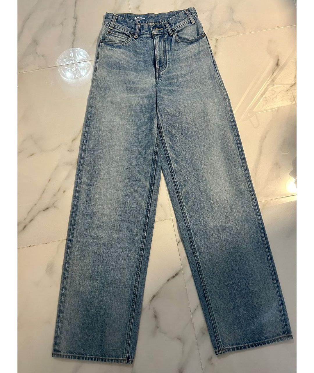 CELINE Голубые хлопковые прямые джинсы, фото 7