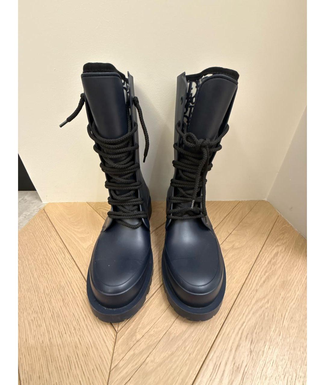 CHRISTIAN DIOR Темно-синие резиновые ботинки, фото 2