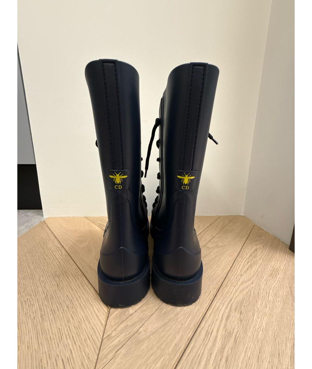CHRISTIAN DIOR Темно-синие резиновые ботинки, фото 4