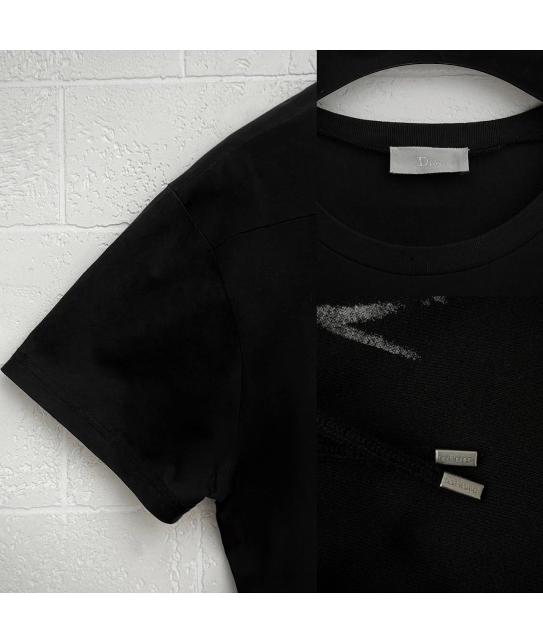 CHRISTIAN DIOR Черная хлопковая футболка, фото 2