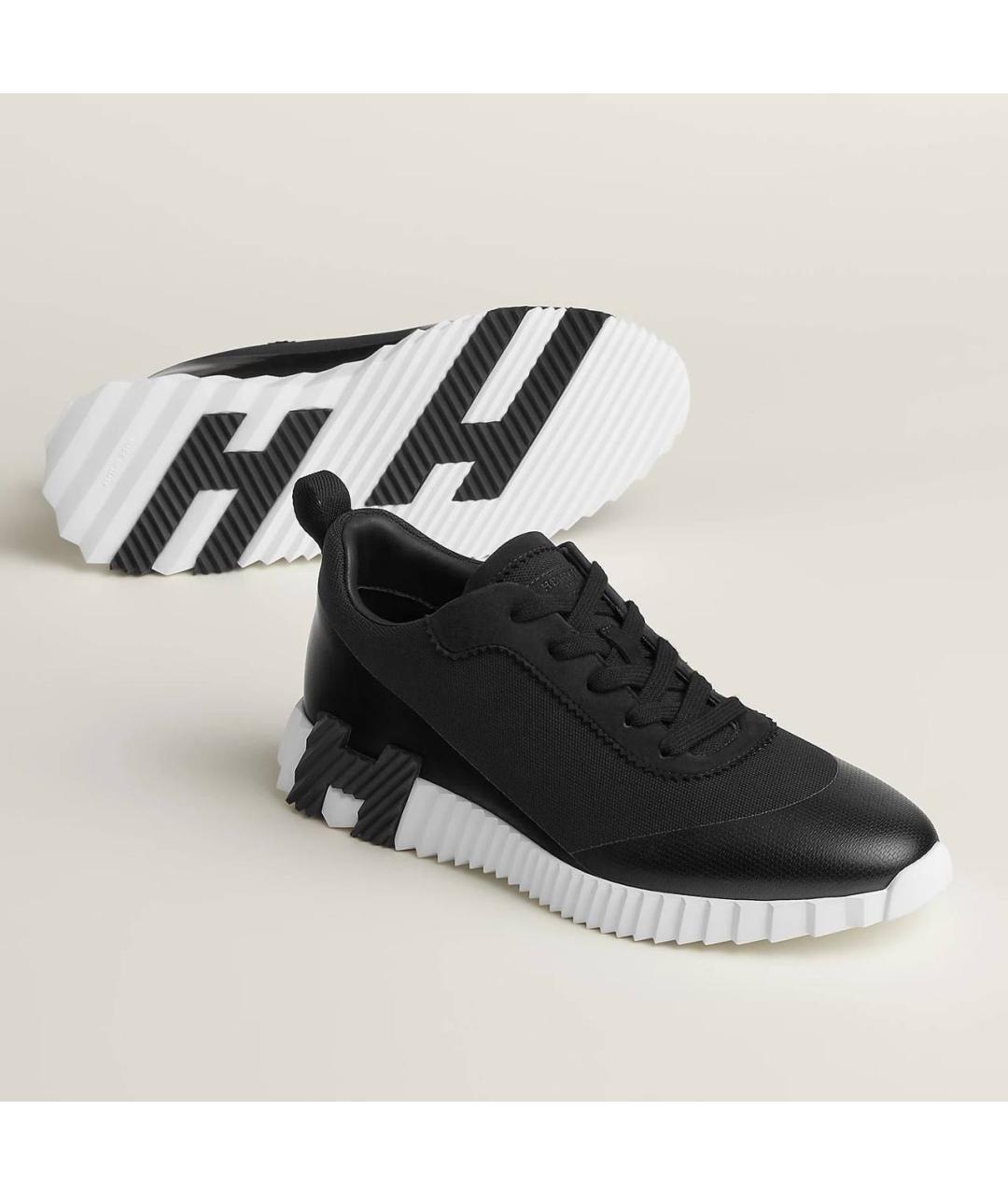 HERMES Черные кожаные низкие кроссовки / кеды, фото 4