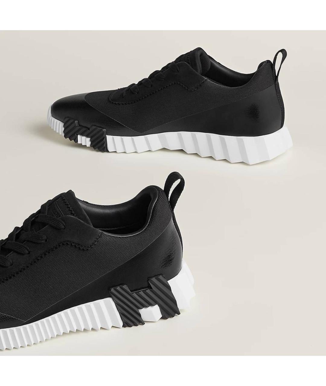 HERMES Черные кожаные низкие кроссовки / кеды, фото 3