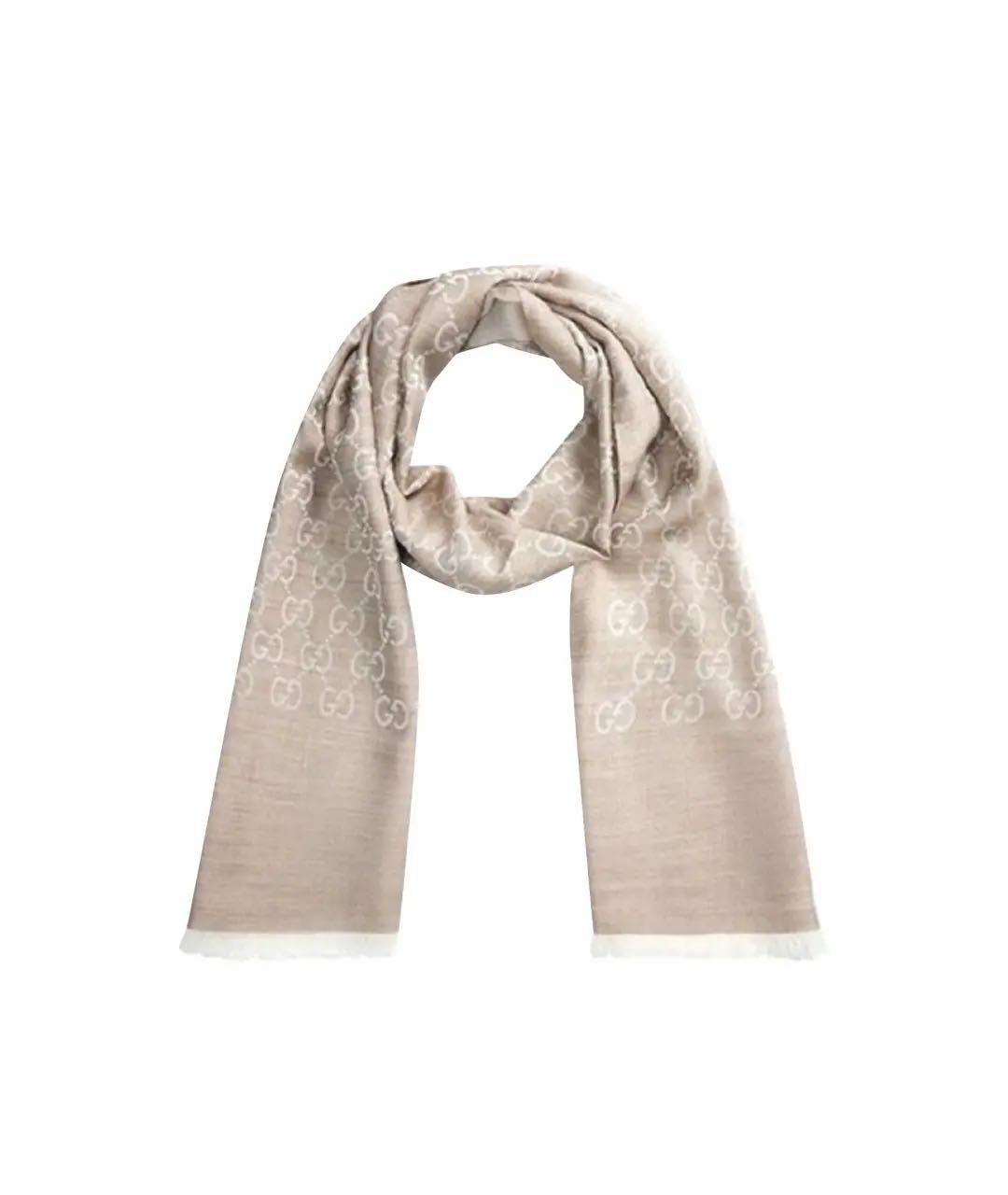 GUCCI Бежевый шерстяной шарф, фото 1